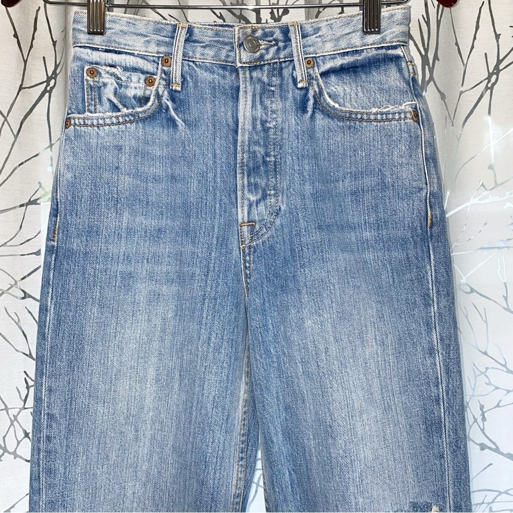 GRLFRND wish you would MICA high waisted distressed straight leg BLUE JEANS - Picture 5 of 15